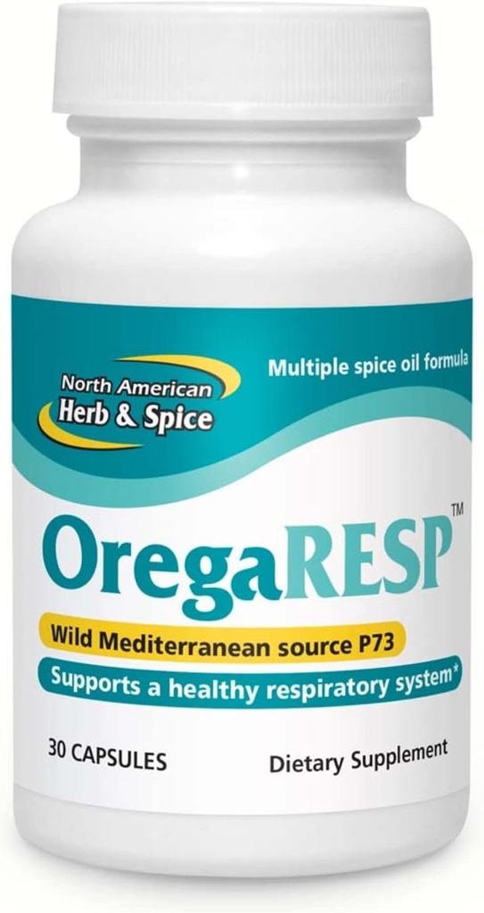 NORTH AMERICAN HERB & SPICE OregaRESP - 30 Capsules - Multiple Spice Oil Formula with Wild Mediterranean Source P73 Oregano - Healthy Respiratory System Support - Non-GMO - 30 Servings