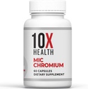 10X Health MIC Chromium Supplements - 60 Capsules - Contiene Choline Inositol & L Methionine - Suplementos minerales para el soporte nutricional diario - Cromo, L-Metionina, Suplementos de línea