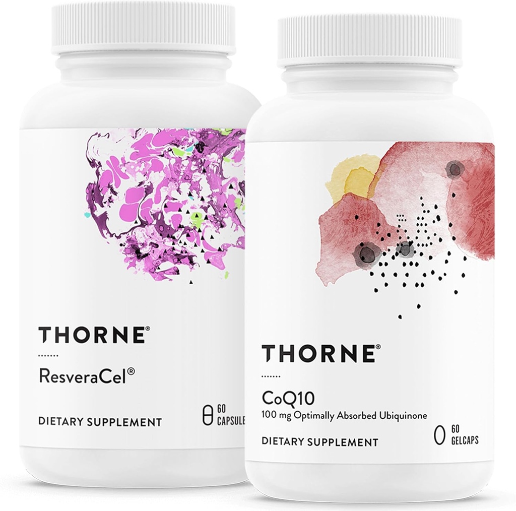 THORNE - Conjunto de salud celular - CoQ10 &amp; NiaCel 400 - Energía de apoyo, Defensa celular " Envejecimiento saludable - 30 a 60 Servimientos
