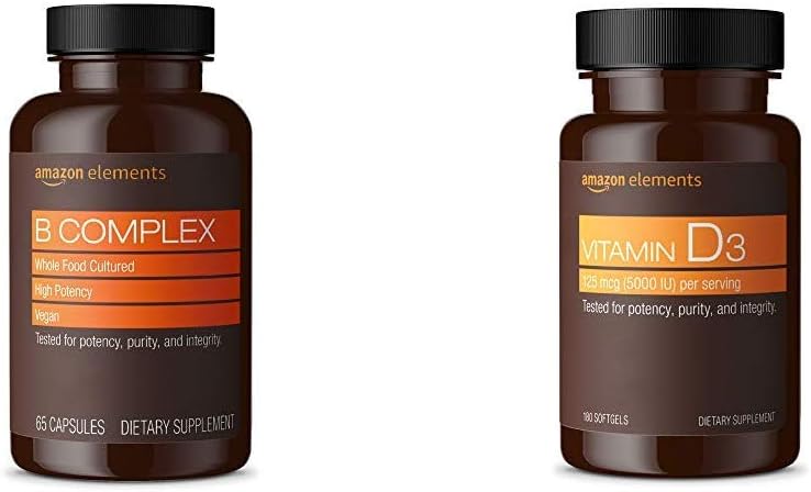 Elementos B Complejo (65 cápsulas) y Elementos Vitamina D3 (180 Softgels)