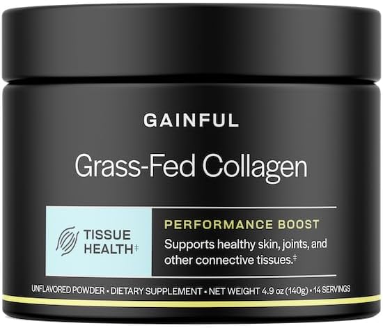 Gainful Performance Boost Collagen Peptides Polvo con vitamina C, Skin, Immune & Soporte Conjunto, Grass Fed Bovine Collagen, Desarrollado, 14 Serviciones