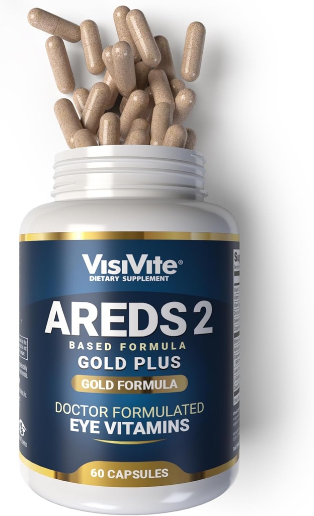 Doctor Fórmula 2 Más Vitaminas Oculares con Zeaxanthin Plus Lutein - Extracto de la semilla de arándano y la semilla de arándano - Premium Eye Health Fórmula - 60 cápsulas de suplemento Ojo de VisiVite Gold Plus