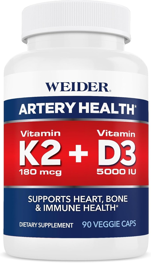 Suplemento de salud de la arteria húmeda, vitamina K2 (180mcg) &amp; vitamina D3 (5000iu), 90 cápsulas vegetales