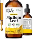 Wild &amp; Organic Mullein Drops for Lungs - Lung Detox and Cleanse - Liquid Mullein Leaf Tincture with Echinacea & Licorice Root - Vegan, Sugar &amp; Alcohol-Free Extract Supplement - 2 fl oz