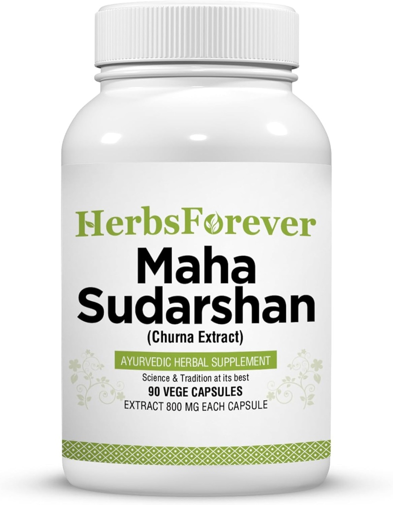 Herbsforever Maha Sudarshan Capsules ← Ayurvedic Herbal Fórmula para Apoyo Inmunitario " Wellness general ← 90 Vegetarian Capsules, 800 mg Cada ← Natural Herbal Suplemento