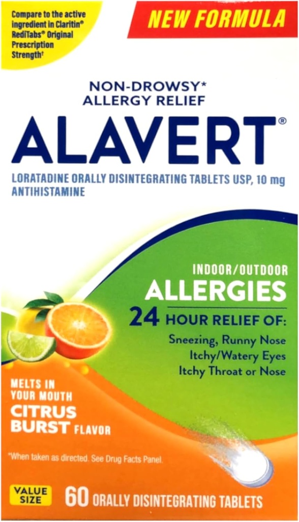 Alavert 24 horas Desintegración oral Tablas Citrus Burst 60 Tablas