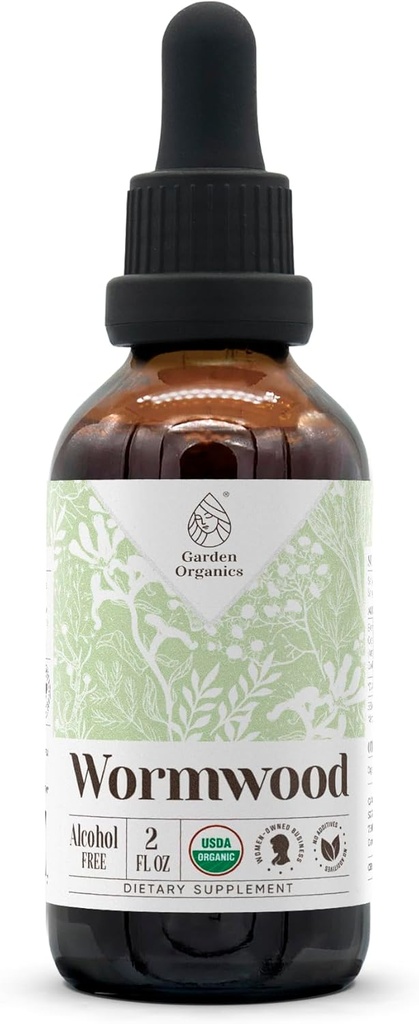 Wormwood USDA Organic Alcohol-Free Extract | Dietary Supplement, High-Potency Tincture | Natural Certified Organic Wormwood (Artemisia Absinthium) Dried Herb (2 oz)