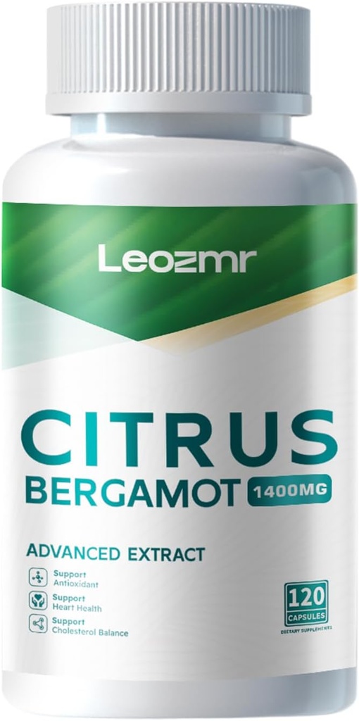 Citrus orgánicos Bérgamot 1400mg, 120 cápsulas - 25:1 Citrus Bergamia - Aceite esencial y Citrus Bioflavonoides - Suplementos Naturales de Salud del Corazón para Mujeres y Hombres - Píldoras no GMO