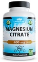 Citrato de magnesio 400 mg por servicio – 120 Tabletas, Vegan, No GMO