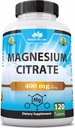Citrato de magnesio 400 mg por servicio – 120 Tabletas, Vegan, No GMO