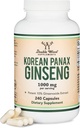 Ginseng Capsules (extracto coreano de ginseng rojo, Panax Ginseng 10% Ginsenosides) (4 mes de suministro) 240 cápsulas vegas - 1.000 mg por servicio para el mood, función cognitiva y apoyo energético por madera doble