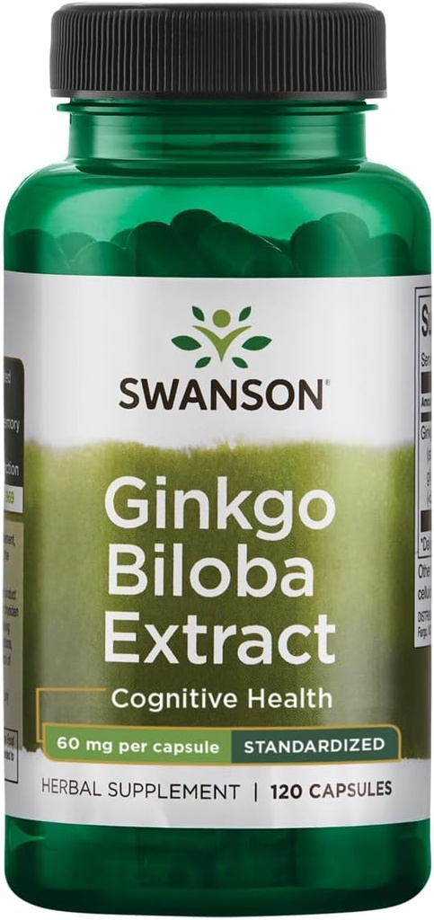 Swanson Ginkgo Biloba Extracto 24% 60 Milligrams 120 Capsules