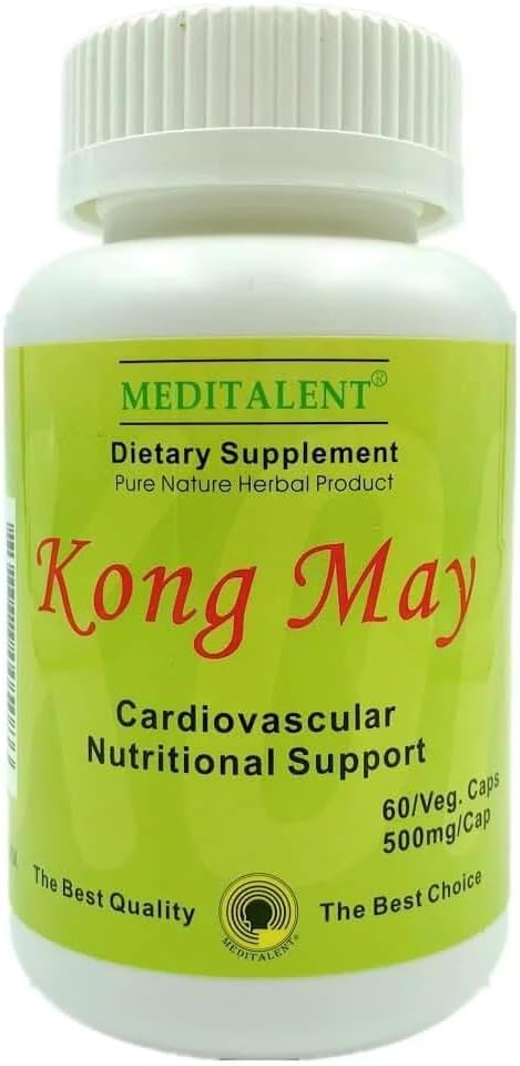 Kong May Herbal Suplemento con Red Yeast Rice, Natto Fermented Powder, Antrodia Mushrooms TEN TODO-Natural Cardiovascular Support for General Health and Well-Being - 60 cápsulas por Meditalent