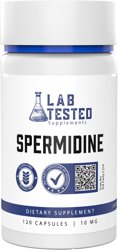 Spermidine 3HCL Suplemento - 120 10mg cápsulas - 3er partido COA proporciona con cada lote# - Spermidine Trihidrochloride