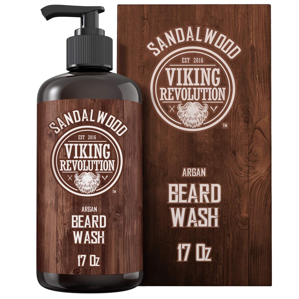 Vikingo de la barba revolución Shampoo w / Argan & Jojoba aceites - Suaviza y fortalece - Sandalwood Scent - 17 oz champú