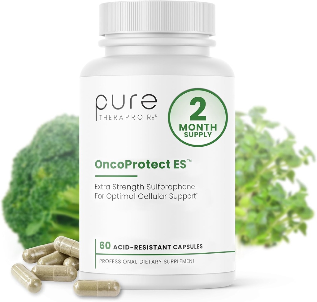 Pure Therapro Rx OncoProtect ES HIGH DOSE Sulforaphane Supplement, Made in USA | 2 Month Supply | 706 mg Patented Activated BroccoRaphanin Broccoli Seed Extract | Glucoraphanin + Myrosinase