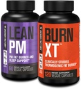 Jacked Factory Lean PM Night Time Fat Burner, Sleep Aid Supplement, & Appetite Suppressant (60 Capsules) & Burn-XT Clinically Studied Fat Burner & Weight Loss Supplement (120 Capsules)