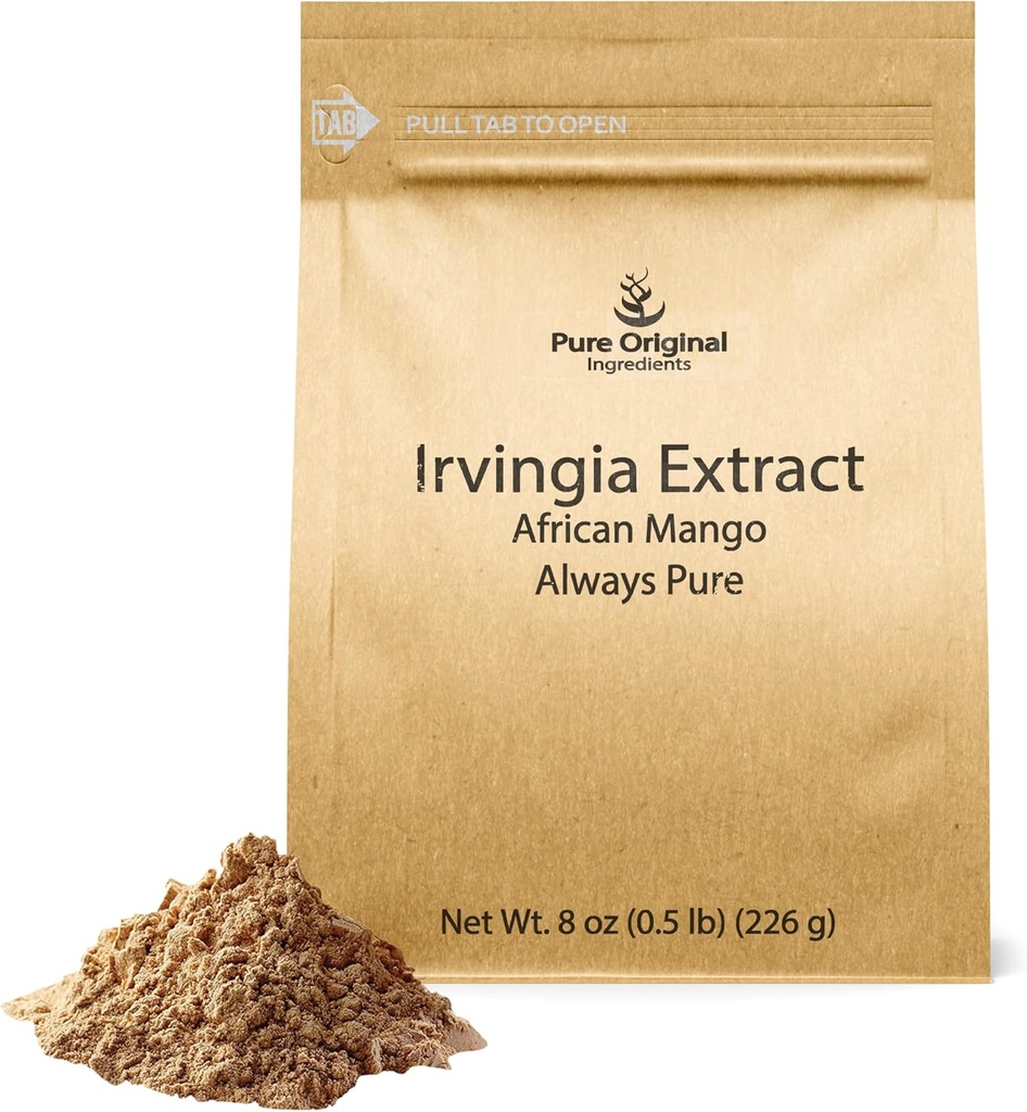 PURE ORIGINAL INGREDIENTES Irvingia Seed Extract (8 oz) African Mango, Siempre Puro, Suplemento Herbal, No Fillers o Aditivos