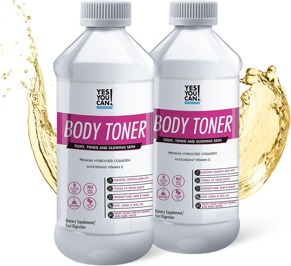 ¡Sí puedes! Collagen hidrolizado Premium, Suplemento dietético para promover el cabello saludable, la piel y las uñas - Tonificación corporal, vitamina C y los péptidos de colágeno, 16 servidos- 2 Pack