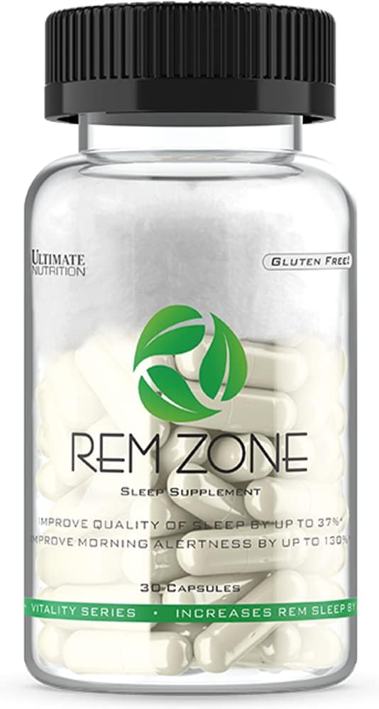 Ultimate Nutrition REM Zone Suplemento, Formula Integral para el Descanso, Herbs for a Better Night Snooze, Gluten-Free, 30 cápsulas Vegan