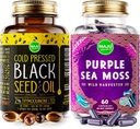 Maju Superfoods Black Seed Oil Capsules and Purple Sea Moss Capsules Bundle