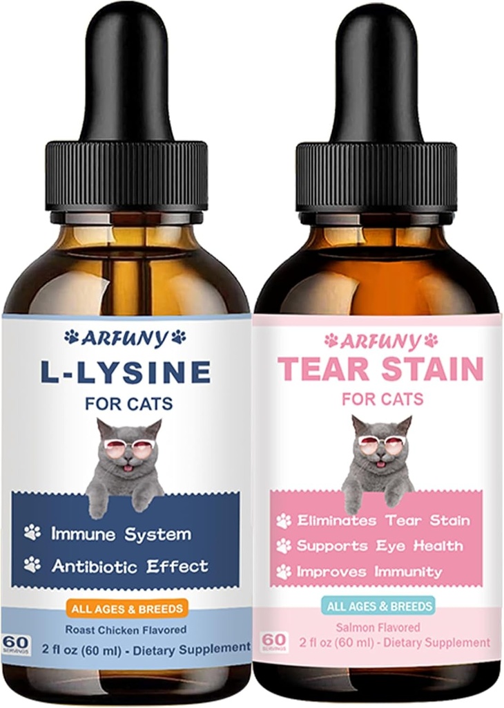 Lysine for Cats " Tear Stain Remover - Supporting Normal Visual Function, Tear Stain Elimination, Cold Relief - Cat Respiratory and Eye Infection Treatment for Runny Nose and Watery Eyes