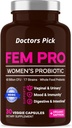 Probióticos Fem Pro para Mujeres. 17 Estrechos Clínicos Efectivos para el apoyo Vaginal, Digestivo &amp; Inmune, Salud del Tracto urinario, Equilibrio de pH y Mood. Prebiótico orgánico, 30 cápsulas vegetales