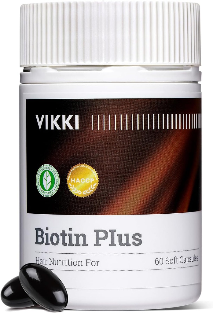 Suplemento multivitamínico Vikki para Mujeres Men Crecimiento del cabello Vitaminas con Vitaminas C B2 para la piel del cabello y uñas Salud, Cabello delgado, Arrugas, Líneas finas, Cuidado de la piel -60 cápsulas