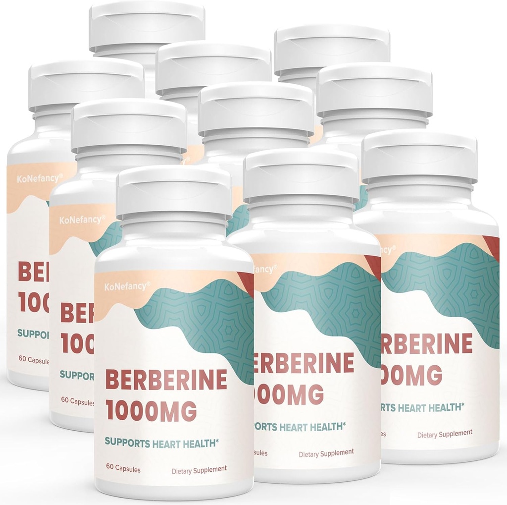 Beberine Suplemento 1000mg, alta absorción Berberine HCL Plus Vegan cápsulas con Silymarin Herbal Complex Fórmula, 60 Conde (Pack of 10)