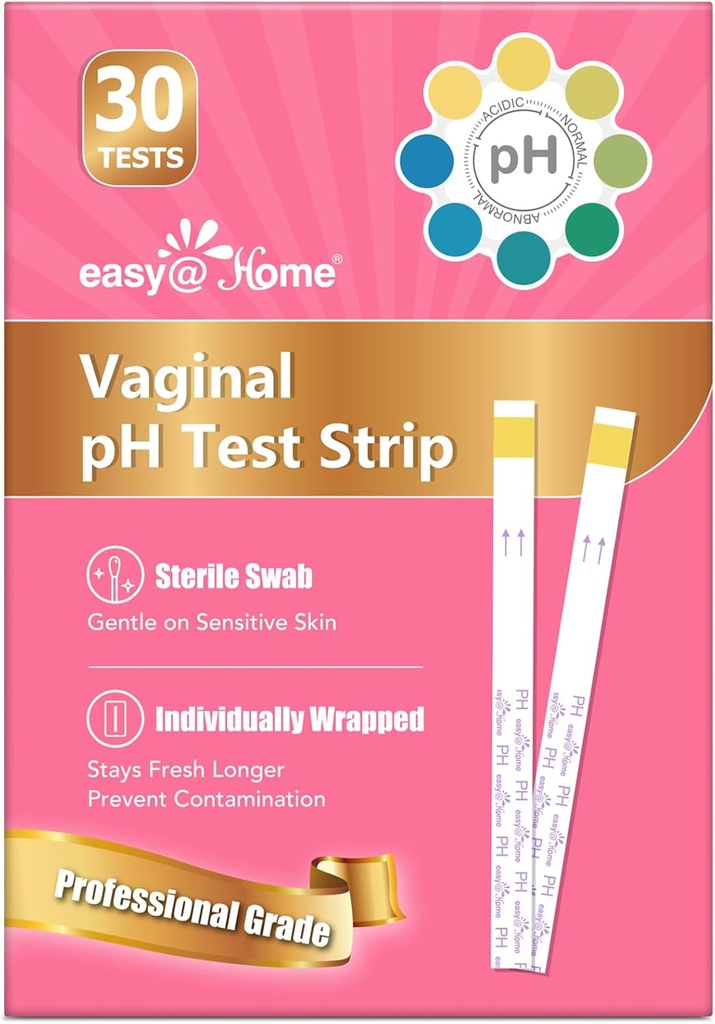 Easy@Home Vaginal pH Test -30 Strips ← BV Test Kit en casa para mujeres  durable Yeast Infection Test + pH Balance para mujeres