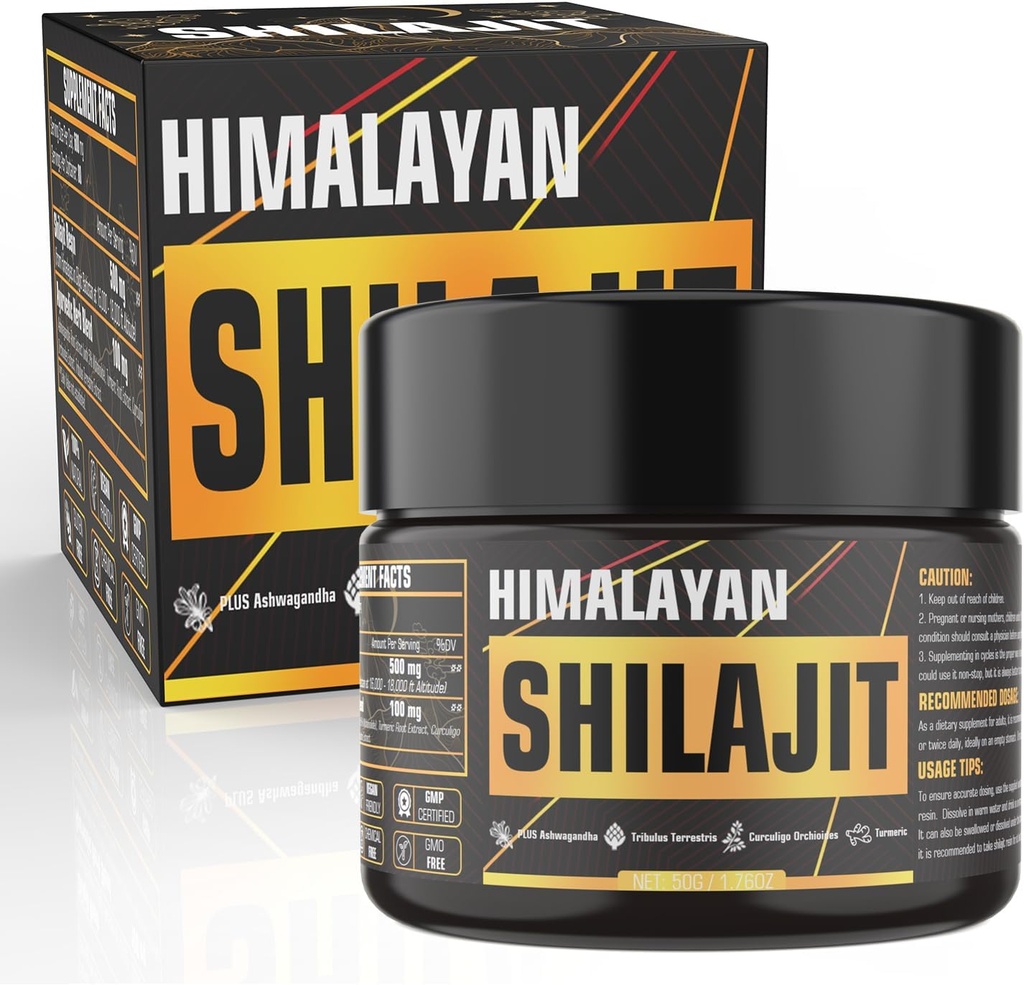 Shilajit Puro Himalaya Resina orgánica, 600 mg de Shilajit natural orgánico resina con 85+ Minerales Traza Suplemento Shilajit de Oro, Shilajit resina para hombres