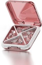 Caja pequeña Caja impermeable para el uso de la pill Funda para el uso de la pill Portable Daily Pill Container Pill Holder for Purse 4 Compartments Pocket Compact Medicine Organizer for Fish Oils,Supplements,Medication (Pink)