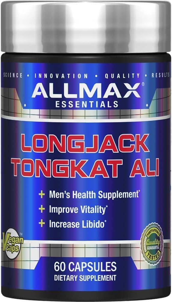 ALLMAX Essentials LongJack Tongkat Ali - 60 Capsules - Suplemento de Salud Hombre - Mejora la Vitalidad - 60 Serviciones