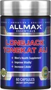 ALLMAX Essentials LongJack Tongkat Ali - 60 Capsules - Suplemento de Salud Hombre - Mejora la Vitalidad - 60 Serviciones