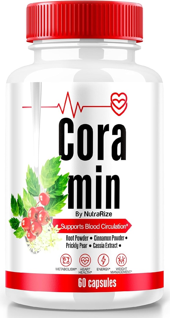 NutraRize Coramin Capsules, All-Natural Formula to Maintain Healthy Levels, Maximum Strength Supplement, Premium Blood Flow Support, Official Vitamin Pills, Cora min Capsulas Reviews (60 cápsulas)