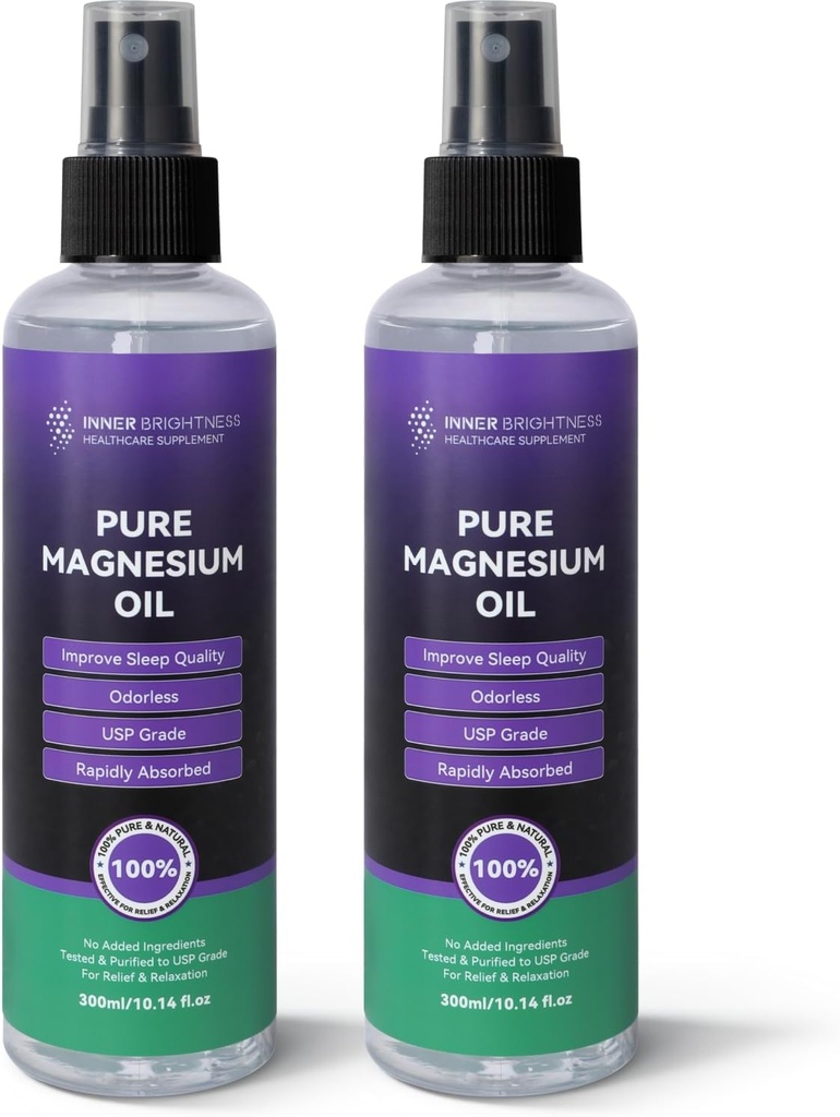 Lavender Magnesium Oil Spray, Magnesium Oil for Feet – Big 10oz, 100% Natural & Pure, Fast Absorption for Full-Body Wellness, Muscle, Hair & Skin Health – USP Grade - 2 Pack