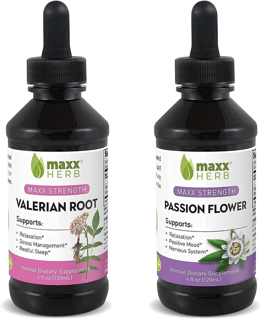 Mejor colchón de sueño - Maxx Herb Passion Flower Extract + Valerian Root Extract - para la relajación y la gestión de estrés, libre de alcohol - (1 Cada) 4 Oz Bottle (60 Servings)