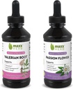 Better Sleep Bundle - Maxx Herb Passion Flower Extract + Valerian Root Extract - for Relaxation and Stress Management, Alcohol-Free - (1 Each) 4 Oz Bottle (60 Servings)