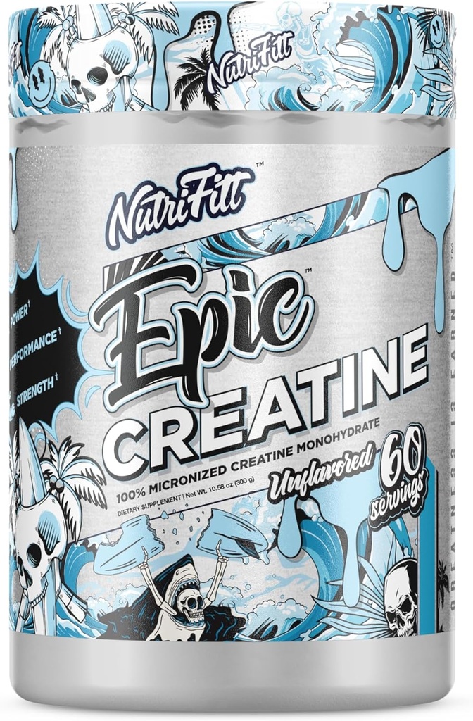 Nutrifitt CREATINE ← Micronized Creatine Monohydrate Silencio para Hombres y Mujeres 60 Servings ← Crecimiento muscular ← Cognitive Boost ← UNFLAVORED