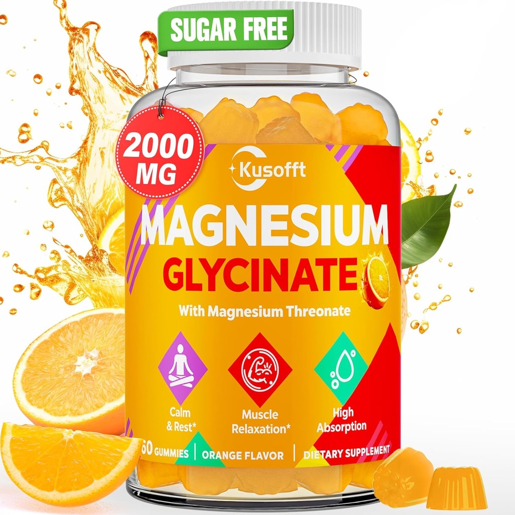 Magnesium Glycinate Gummies 1500mg - Sugar Free Magnesium Gummies for Women &amp; Men, con L-Theanine, Ashwaganha, for Energy, Rest* &amp; Muscle, Shelf Stable,60 Magnesium Gummies for Kids