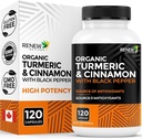 Renovar Activos Turmeric Orgánica 474MG & Cinnamon 50MG por 2 cápsulas – con Curcumin " BioPerine for Absorption – apoya el metabolismo, la salud conjunta y la digestión – Hecho en Canadá – 120 cápsulas