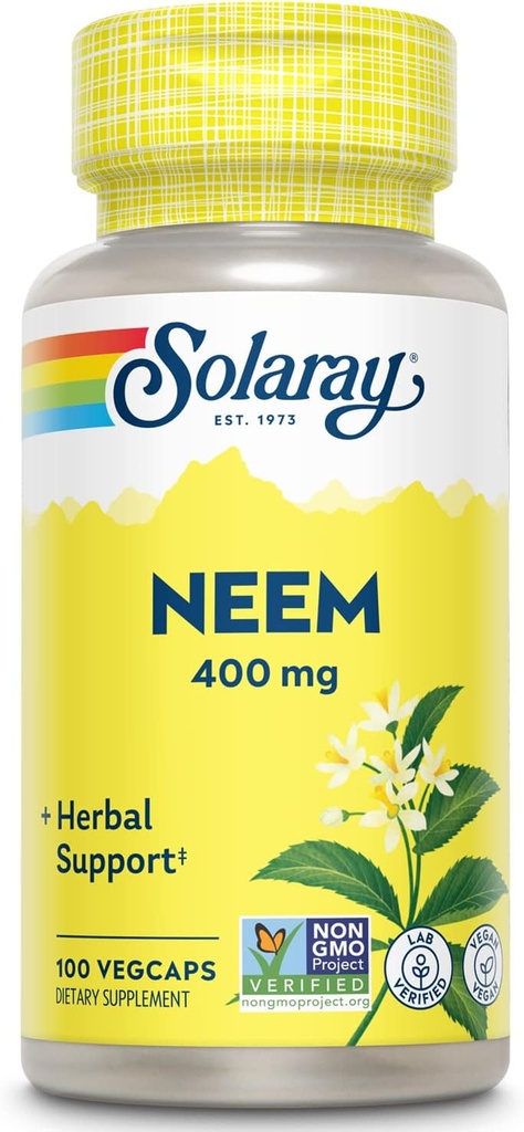 SOLARAY Neem Leaf 400mg | Healthy Blood, Skin & Immune System Support | Non-GMO, Vegan & Lab Verified | 100 VegCaps