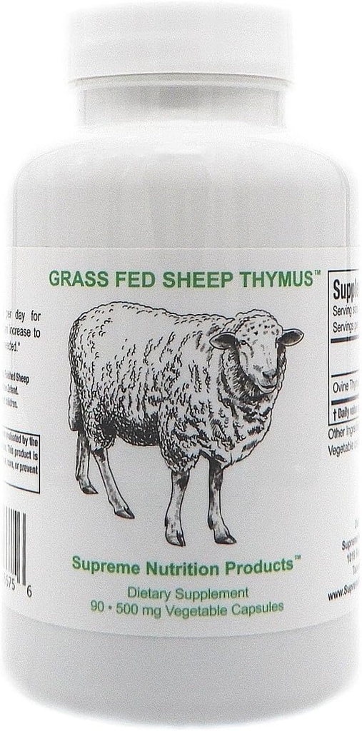 Supreme Nutrition Sheep Thymus - 100% Grass Fed and Finished in New Zealand, 90 Capsules of Pure Ovine Thymus