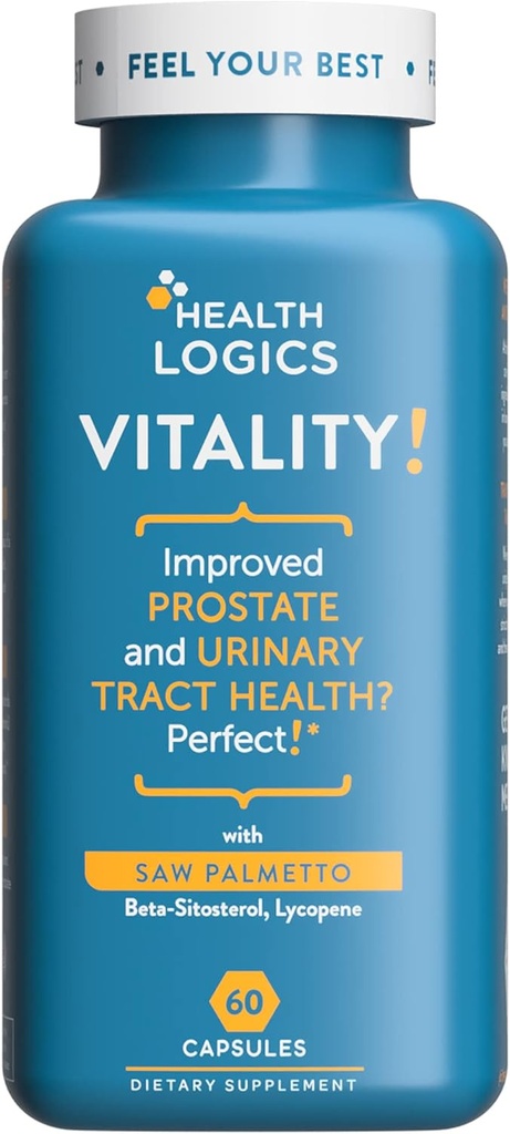 Lógicas de salud Vitalidad! Prostate Health Formula-with Saw Palmetto, Phytosterols, Lycopene, Pumpkin, Stinginging Nettle-Supports Prostate and Urinary Health
