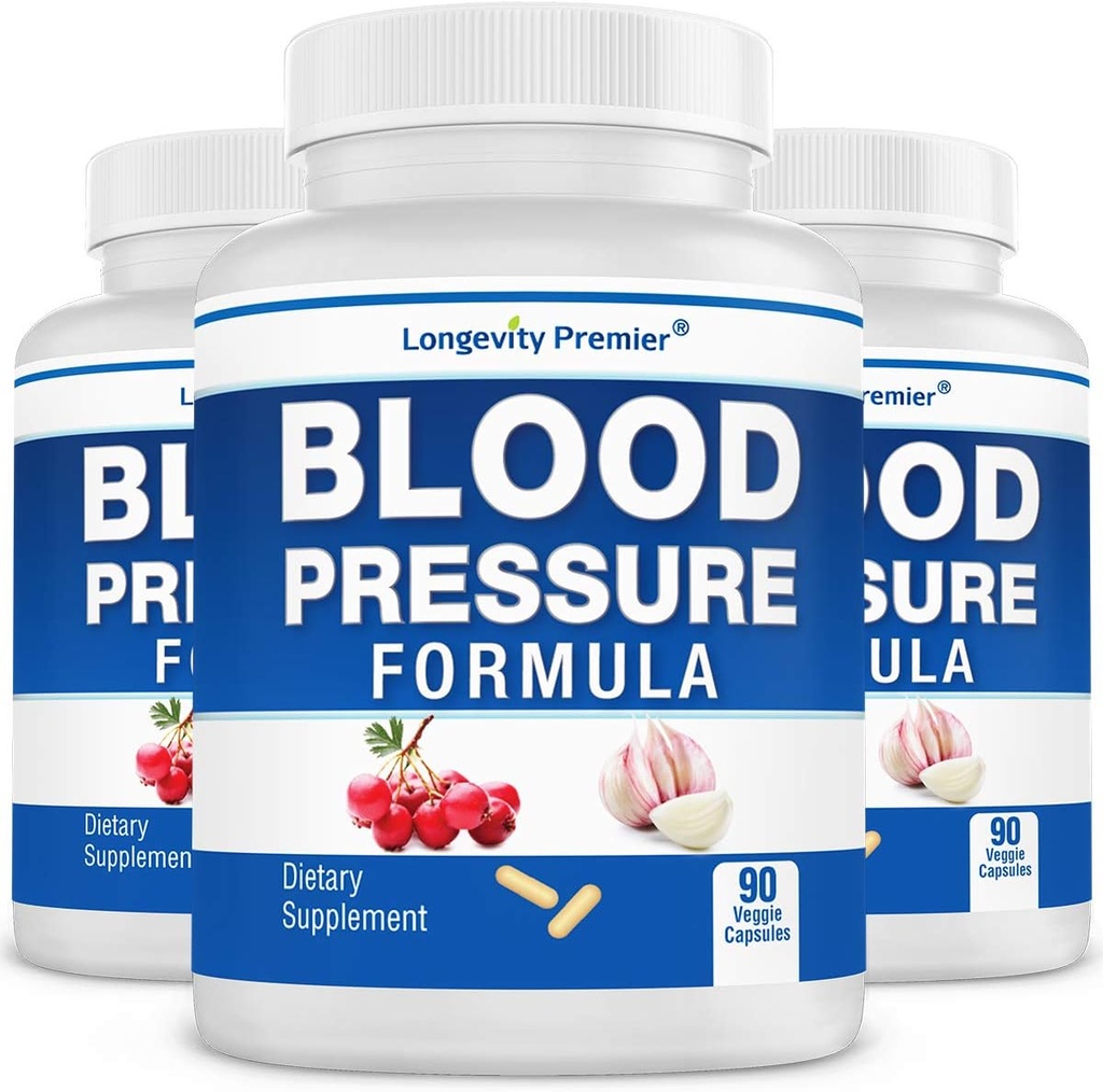 [3-Bottle Value Pack] Longevity Blood Pressure Formula - con 12+ Herbs Naturales. Suplemento de apoyo dietético