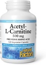 Factores naturales, Acetyl L-Carnitine 500 mg, promueve una memoria sana, concentración y función cerebral, 120 cápsulas (60 porciones)