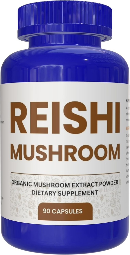 Reishi Mushroom 90 cápsulas, Potent Mushroom Suplemento para el Sistema Inmunitario Apoyo y Defensa por Madera Doble, Salud del Corazón, Durmiente de Calidad (100% Orgánico, Vegano, No GMO)