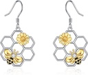 Pendientes de abeja LUHE para Mujer 925 Pendientes de abeja de plata con miel de abeja joyería Dangle Regalos para mujeres