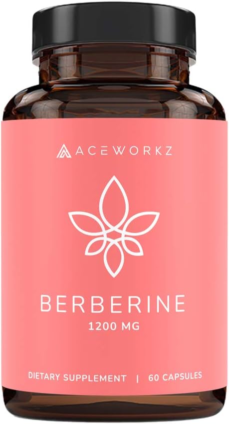 ACEWORKZ Berberine HCL 1200mg Suplemento – 97% High Purity – Manejo de Apoyo al Peso, Control de Aprendizaje, Salud del Corazón " (60 cápsulas)