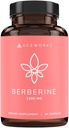 ACEWORKZ Berberine HCL 1200mg Suplemento – 97% High Purity – Manejo de Apoyo al Peso, Control de Aprendizaje, Salud del Corazón " (60 cápsulas)